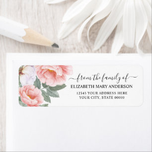 Van de familie begrafenis Memorial Pink Floral Etiket