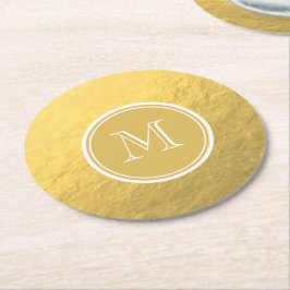 Van de Folie van de glamour Gouden Monogram Als Ronde Kartonnen Onderzetter