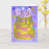 Van de "gelukkige Verjaardag" (de Engelse) cake Kaart (Gele Bloem)