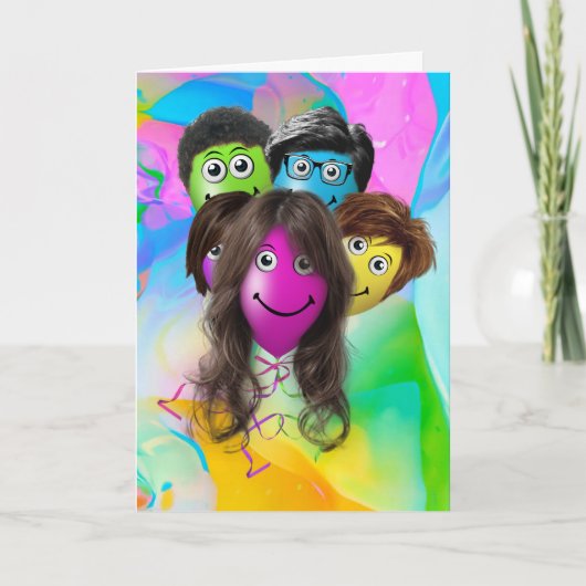 Van de Groepen Birthday-ballonnen Kaart (Voorkant)