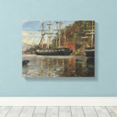 Van de haven in Arendal door Siegwald Dahl Canvas Afdruk (Insitu (Houten vloer))