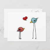 van de het hartcartoon van liefdevogels de feestdagenkaart (Voorkant / Achterkant)