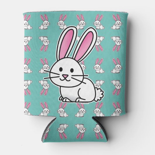 Van de het konijntjes de gelukkige witte pluizige blikjeskoeler (Voorkant)