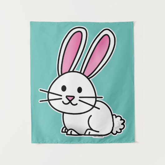 Van de het konijntjes de gelukkige witte pluizige wandkleed (Voorkant)