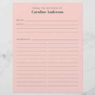 Van de Keuken moderne roze groene Recipe Douane Flyer