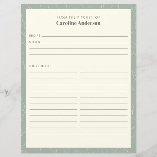 Van de keuken | Pagina Groene Floral — Recipe (Voorkant)