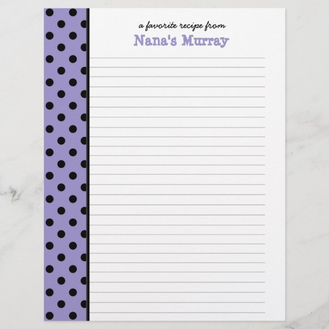 Van de Keuken van Nana Polka Dot Recipe Page (Voorkant)