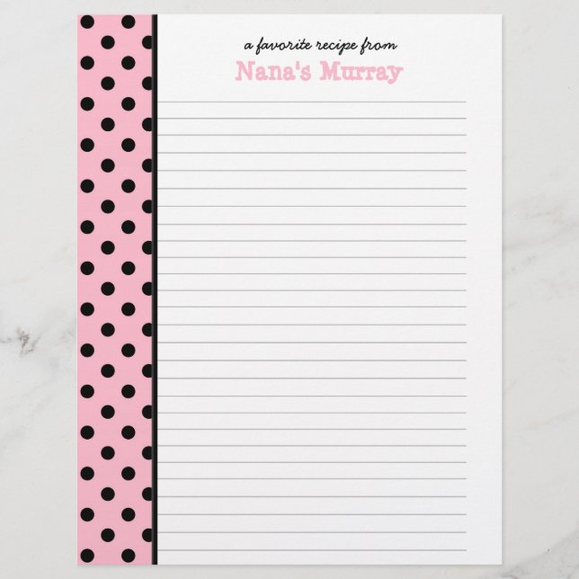 Van de Keuken van Nana Polka Dot Recipe Page (Voorkant)