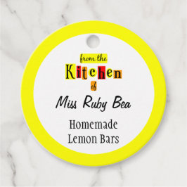Van de keuken van Retro Yellow Custom Baking Bedankjes Labels