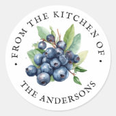 Van de keuken van | Waterverf bosbessen Ronde Sticker (Voorkant)