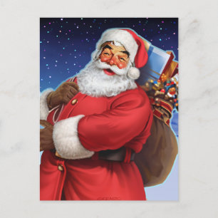 Van de "klassieke Kerstman" Dichte Omhooggaand Feestdagenkaart