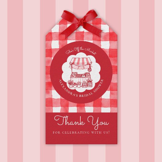 Van de markt boeren rood 2 moderne bruidsdouche cadeaulabel