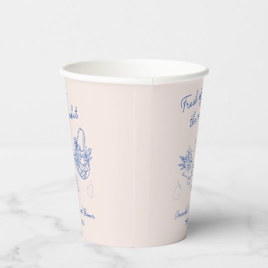 Van de Markt Tekening Bruidsdouche Handgetekend Papieren Bekers (Rechts)