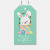 Van de paashaas Schattigee pastelgroene Kinder cad Cadeaulabel (Voorkant)