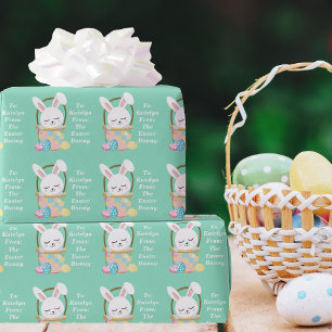 Van de paashaas Schattigee pastelgroene Kinder cad Cadeaupapier