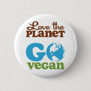 Van de planeet gaan Vegan houden Ronde Button 5,7 Cm