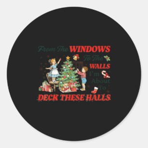 Van de ramen naar de muren Mooie Kerstvakantie Ronde Sticker