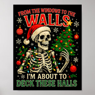 Van de ramen naar muren grappige kerst skelet poster