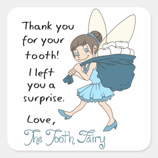 Van de Tooth Fairy Vierkante Sticker (Voorkant)