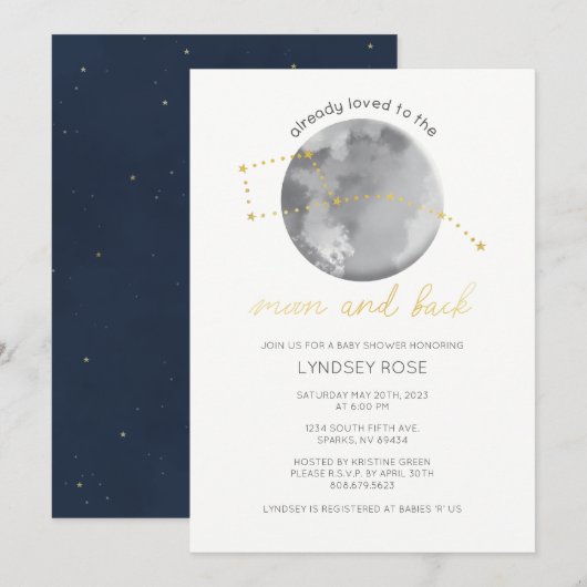 Van de uitnodigingen van het Baby shower van de ma (Voorkant / Achterkant)