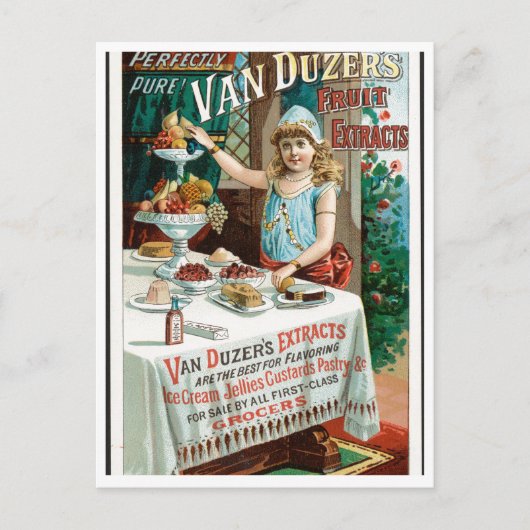 Van Duzer's Fruit Extracts Adverteren Kunst Briefkaart (Voorkant)
