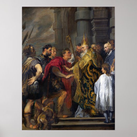 Van Dyck - Saint Ambrose die Theodosius van ... Poster (Voorkant)