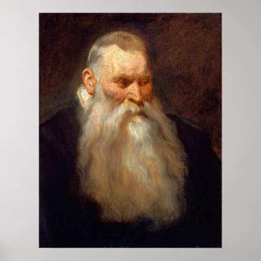 Van Dyck - Studiehoofd van het oude Man met witte Poster (Voorkant)