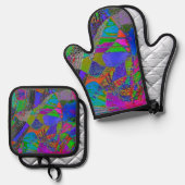 "Van een Angels Uitzicht"Ovenwanten en pottenhoude Ovenwant & Pannenlap Set (Voorkant / Achterkant)