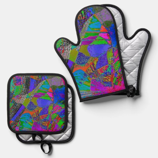 "Van een Angels Uitzicht"Ovenwanten en pottenhoude Ovenwant & Pannenlap Set (Voorkant / Achterkant)