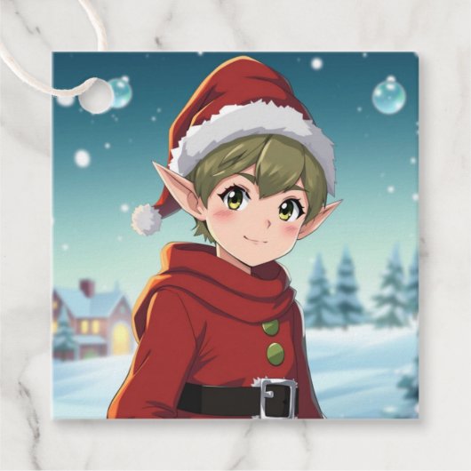 Van en naar Christmas Elf Bedankjes Labels (Voorkant)