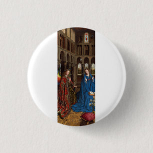 Van Eyck's Ontvangenis Premium Kathedraal Licht Ronde Button 3,2 Cm
