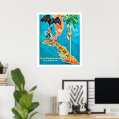 Van Florida tot Cuba,  grappige illustratie Poster (Thuiskantoor)