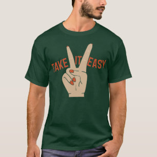 van gebarenteerde nagels Eenvoudig vredesbord T-shirt