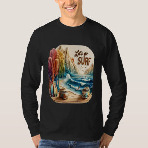 Van geparkeerd met surfplanken op zandstrand t-shirt