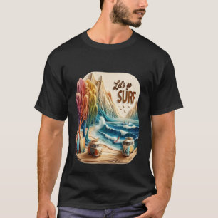 Van geparkeerd met surfplanken op zandstrand t-shirt