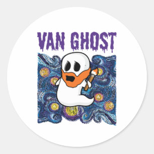 Van Ghost Funny Art Halloween Van Gogh Ronde Sticker