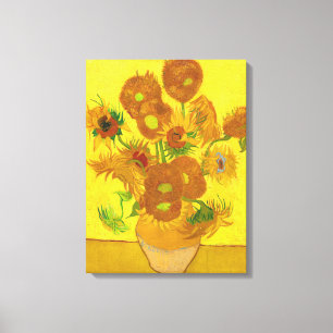 Van Gogh 15 zonnebloemen in een vasje Canvas Afdruk
