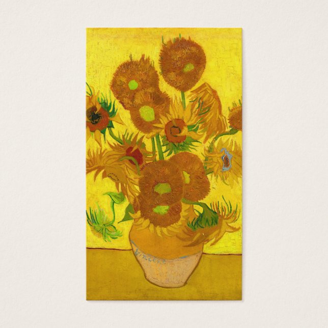 Van Gogh 15 zonnebloemen in een vasje Visitekaartje (Voorkant)