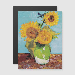 Van Gogh - 3 tournesols dans un vase carte magnéti