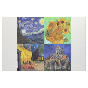 Van Gogh 4-up Sterrennacht Cafe Zonnebloemen Kerk Stof