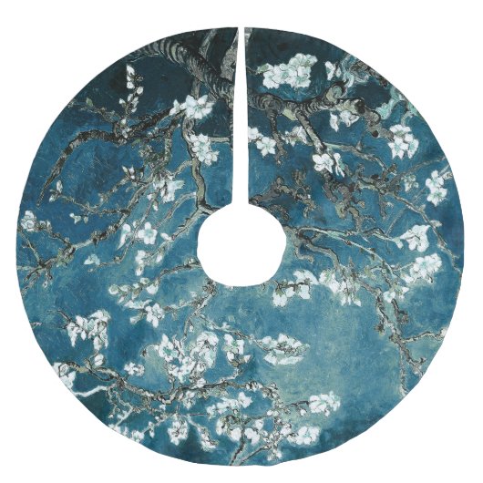 Van Gogh Almond Blossom Dark Blauwgroen Kerstboom Rok (Voorkant)