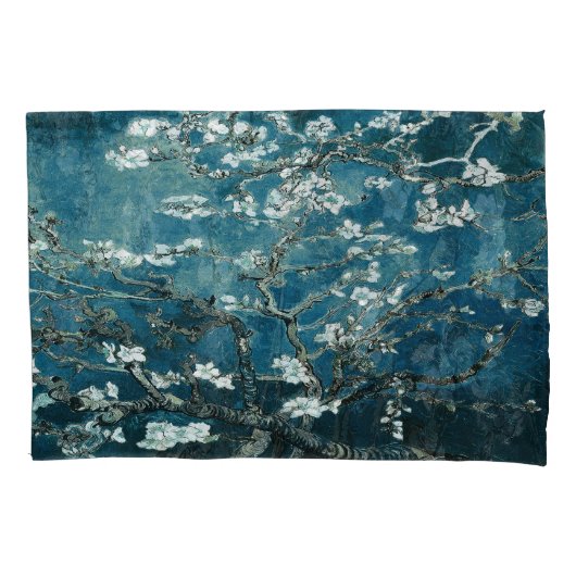 Van Gogh Almond Blossom Dark Blauwgroen Kussensloop (Voorkant)