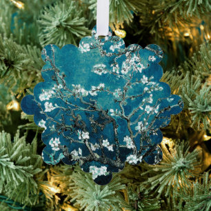 Van Gogh Almond Blossom Dark Blauwgroen Ornament Kaart