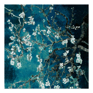 Van Gogh Almond Blossom Dark Blauwgroen Perfect Poster
