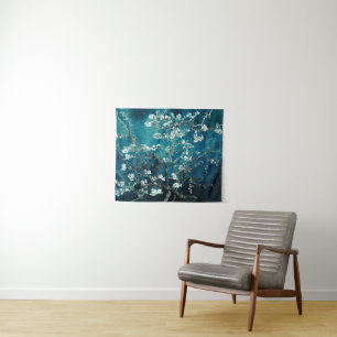 Van Gogh Almond Blossom Dark Blauwgroen Wandkleed