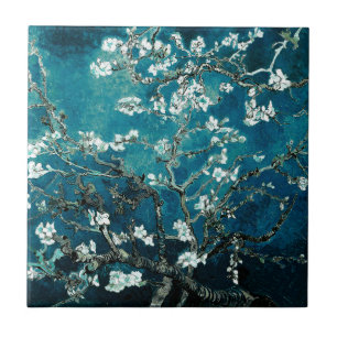 Van Gogh Almond Blossom : Donker Blauwgroen Tegeltje