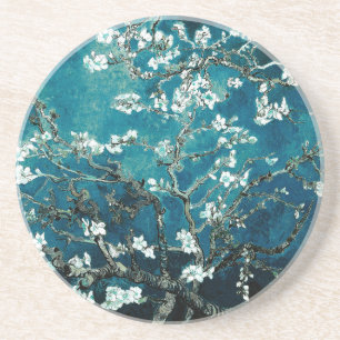 Van Gogh Almond Blossom : Donker Blauwgroen Zandsteen Onderzetter
