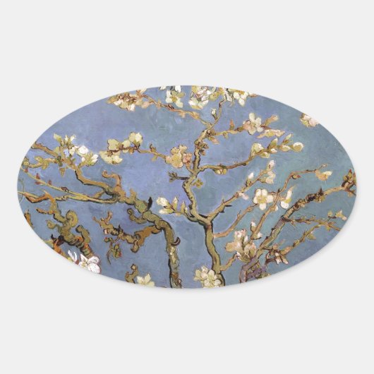 Van Gogh Almond Blossom Ovale Sticker (Voorkant)