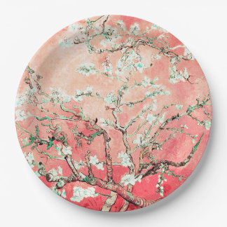 Van Gogh Almond Blossom Peach Papieren Bordje