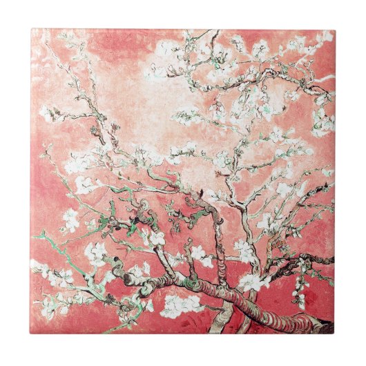 Van Gogh Almond Blossom Peach Tegeltje (Voorkant)